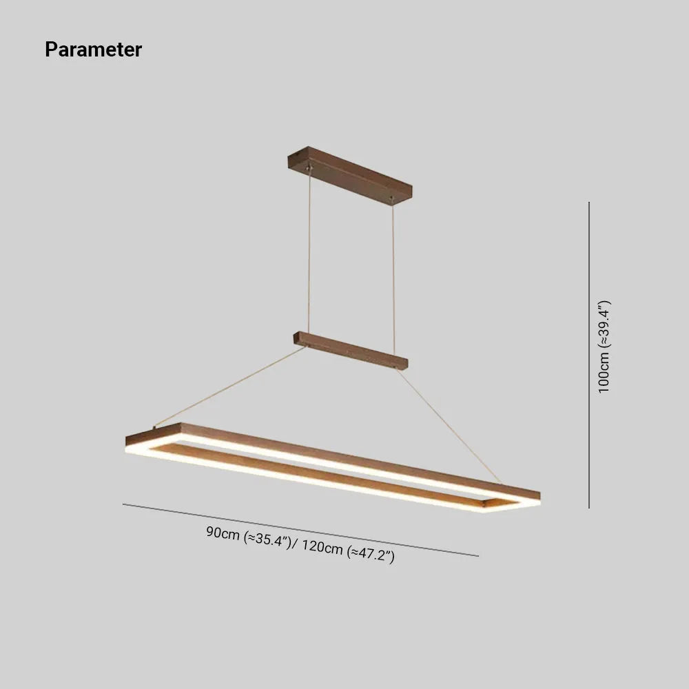 Gloen Modern Rectangular Hanging Pendant Light, Gold/Coffee | ventumra