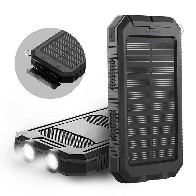 AeroVolt Waterproof Solar Power Bank — 10000mAh Capacity, Dual USB Ports