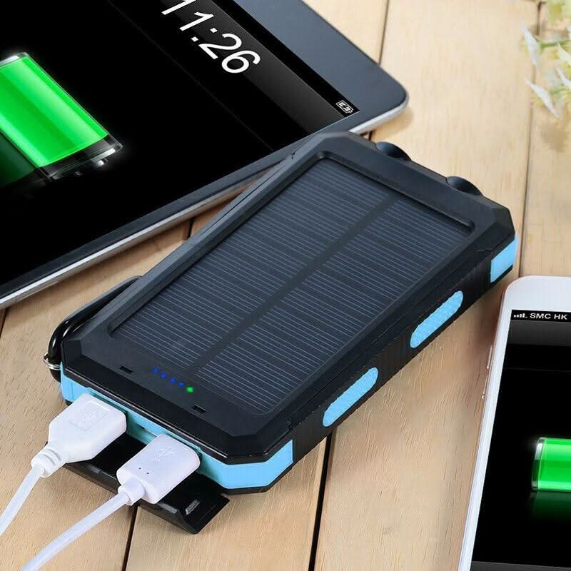 AeroVolt Waterproof Solar Power Bank — 10000mAh Capacity, Dual USB Ports