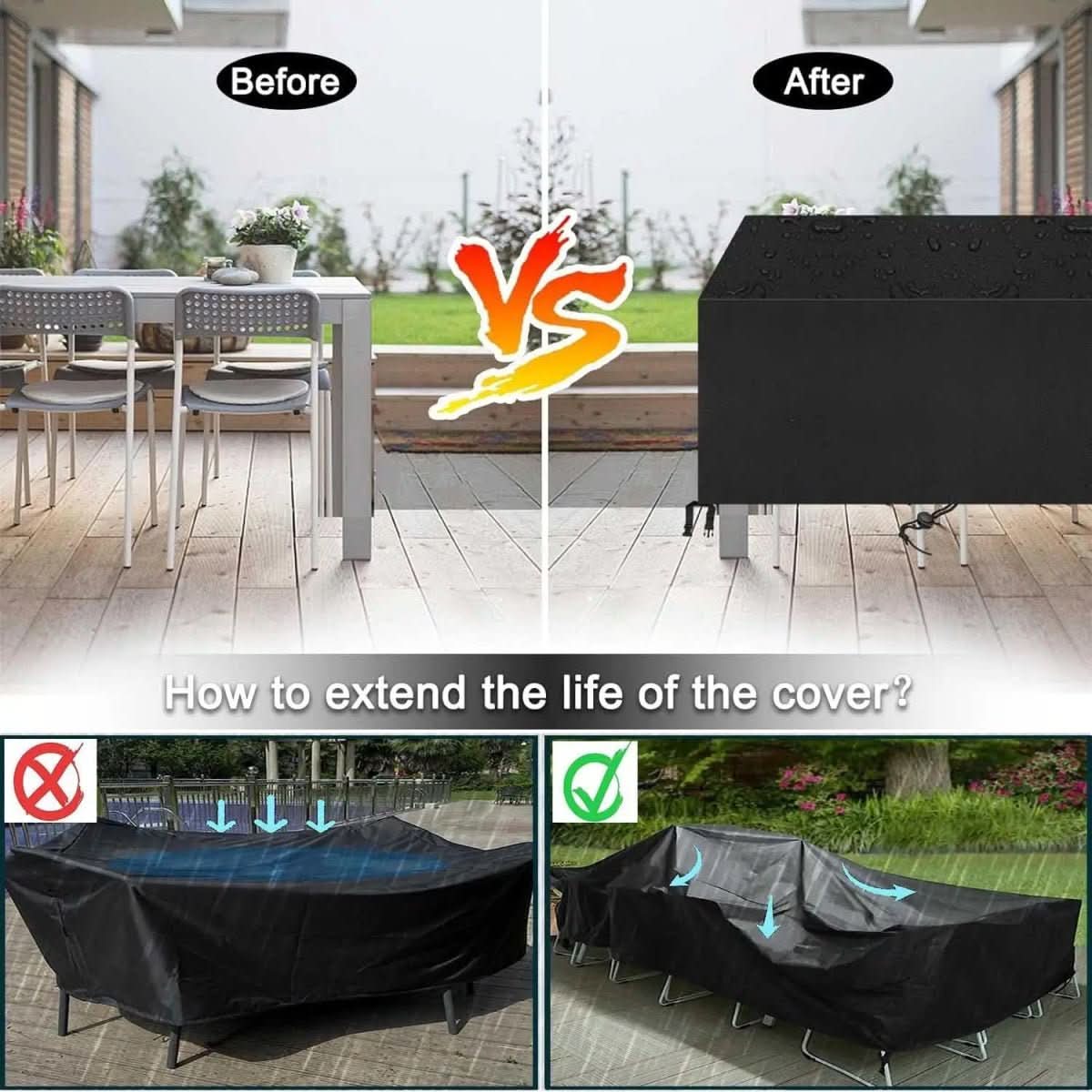 Coberturas para Mobiliário de Jardim BreezeGuard para Todas as Condições Meteorológicas — Proteção Contínua contra Chuva e Detritos