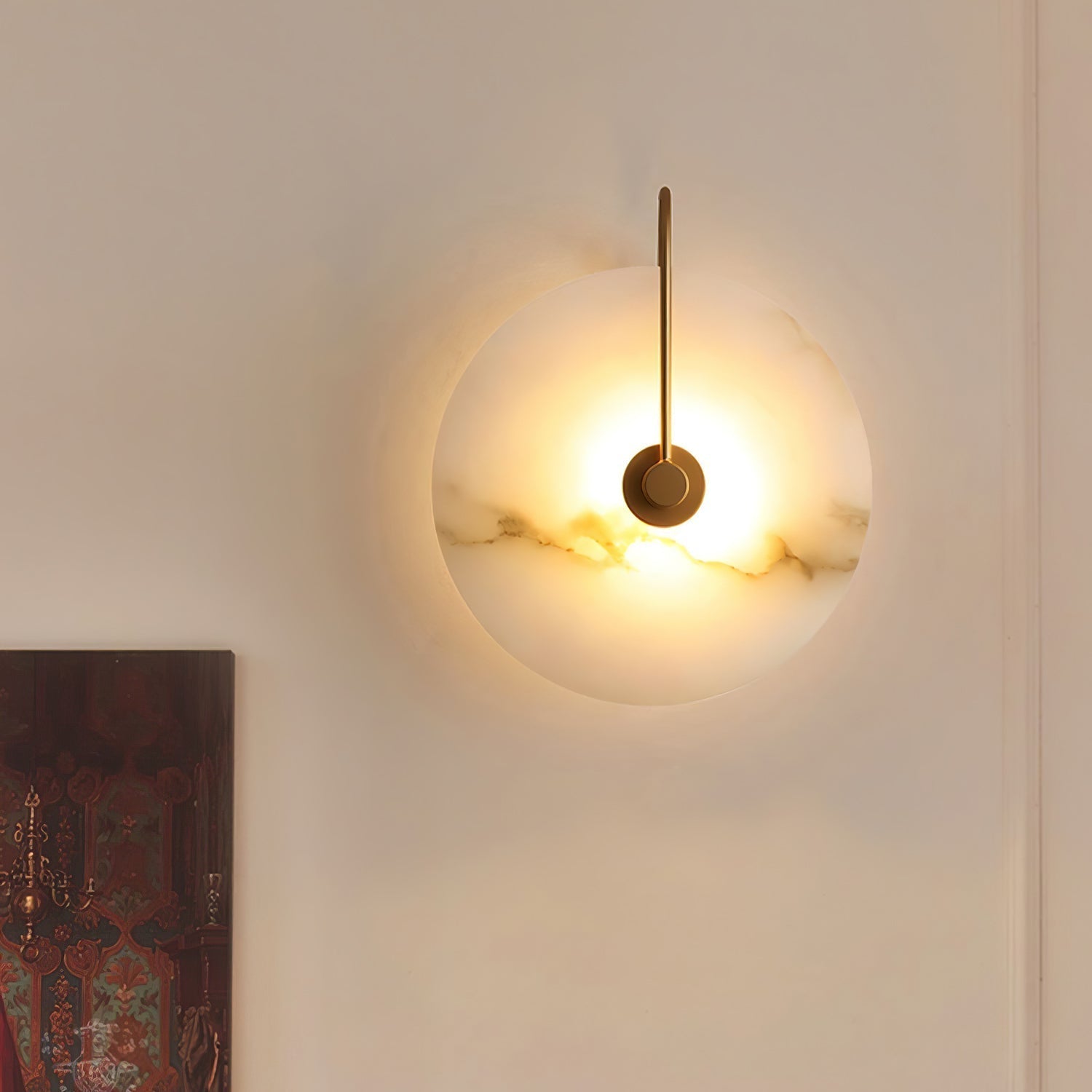 Kristy Alabaster LED Wall Lamp Round Iconic Circular | ventumra
