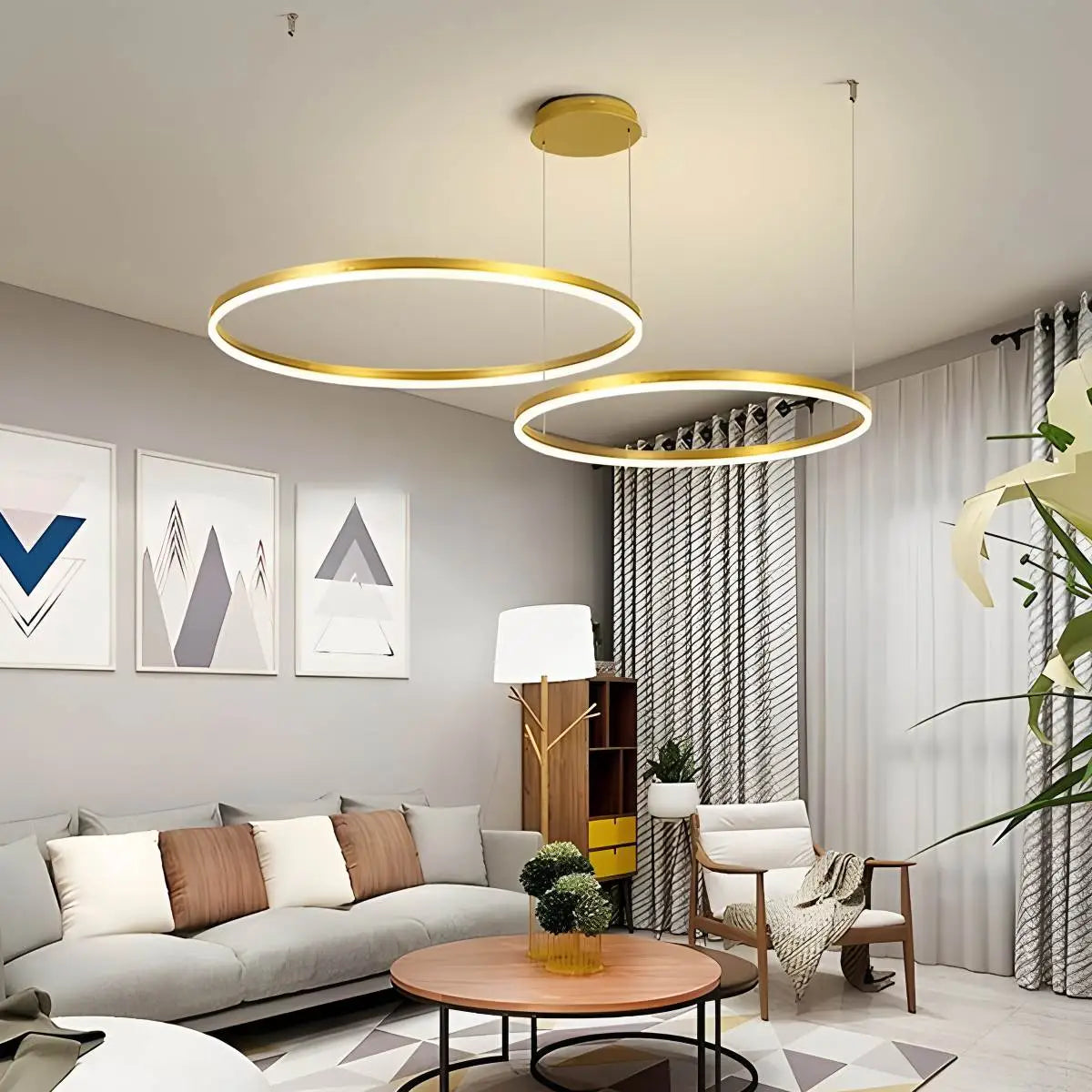 Trådløs ring-lysekrone med indbygget LED | Ventumra