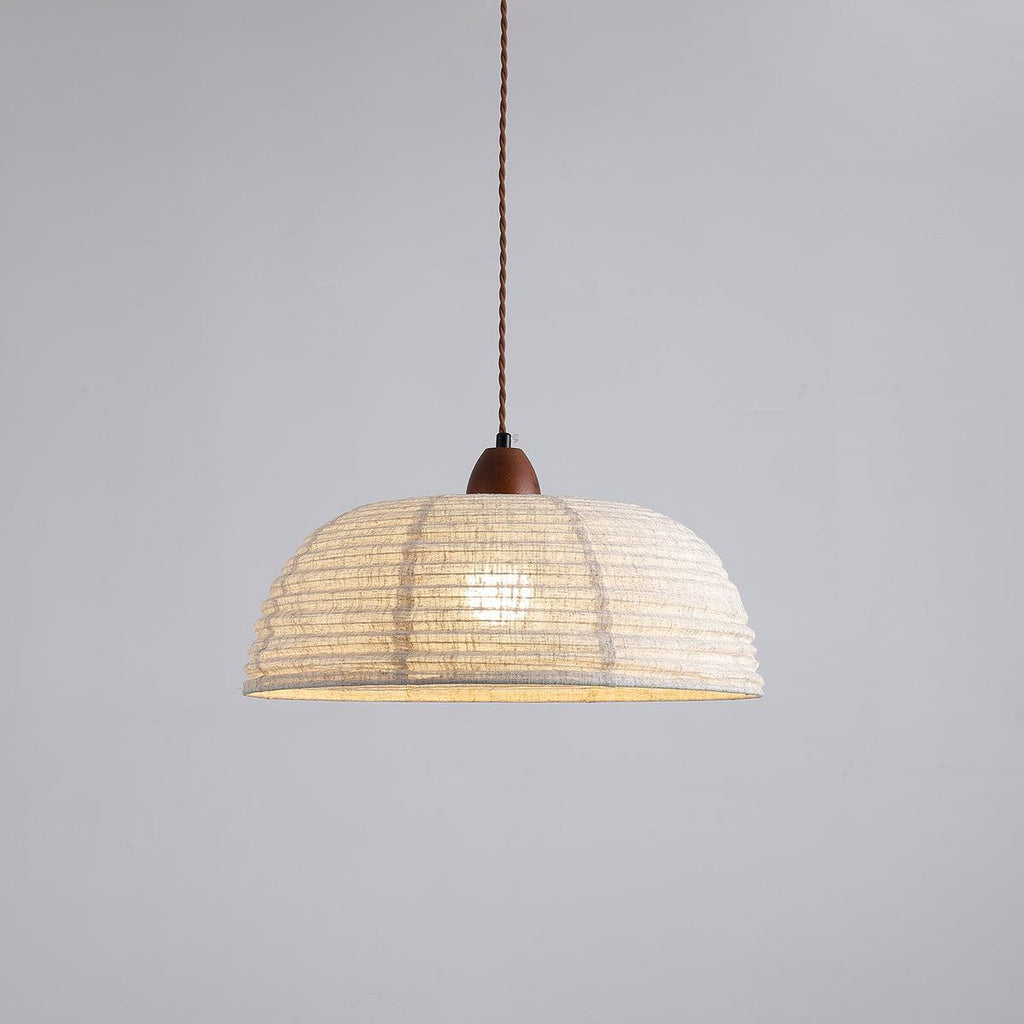 TerraWeave Wood and Fabric Pendant Light for Natural Elegance