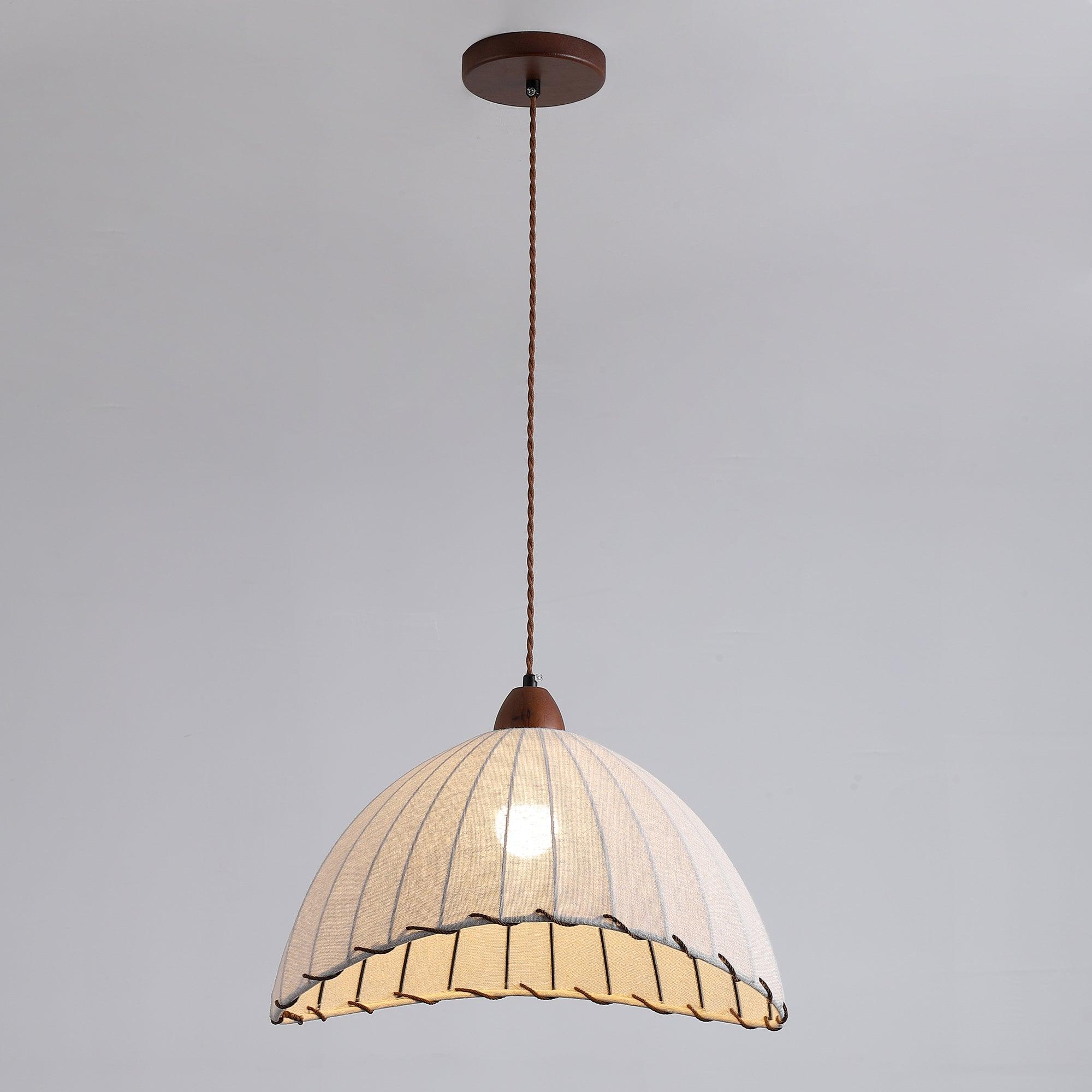 TerraWeave Wood and Fabric Pendant Light for Natural Elegance