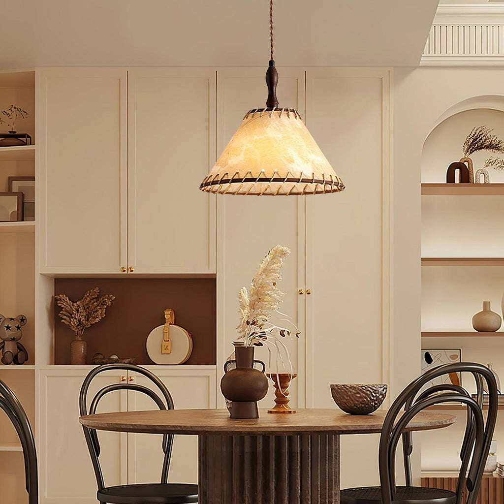 TerraWeave Wood and Fabric Pendant Light for Natural Elegance
