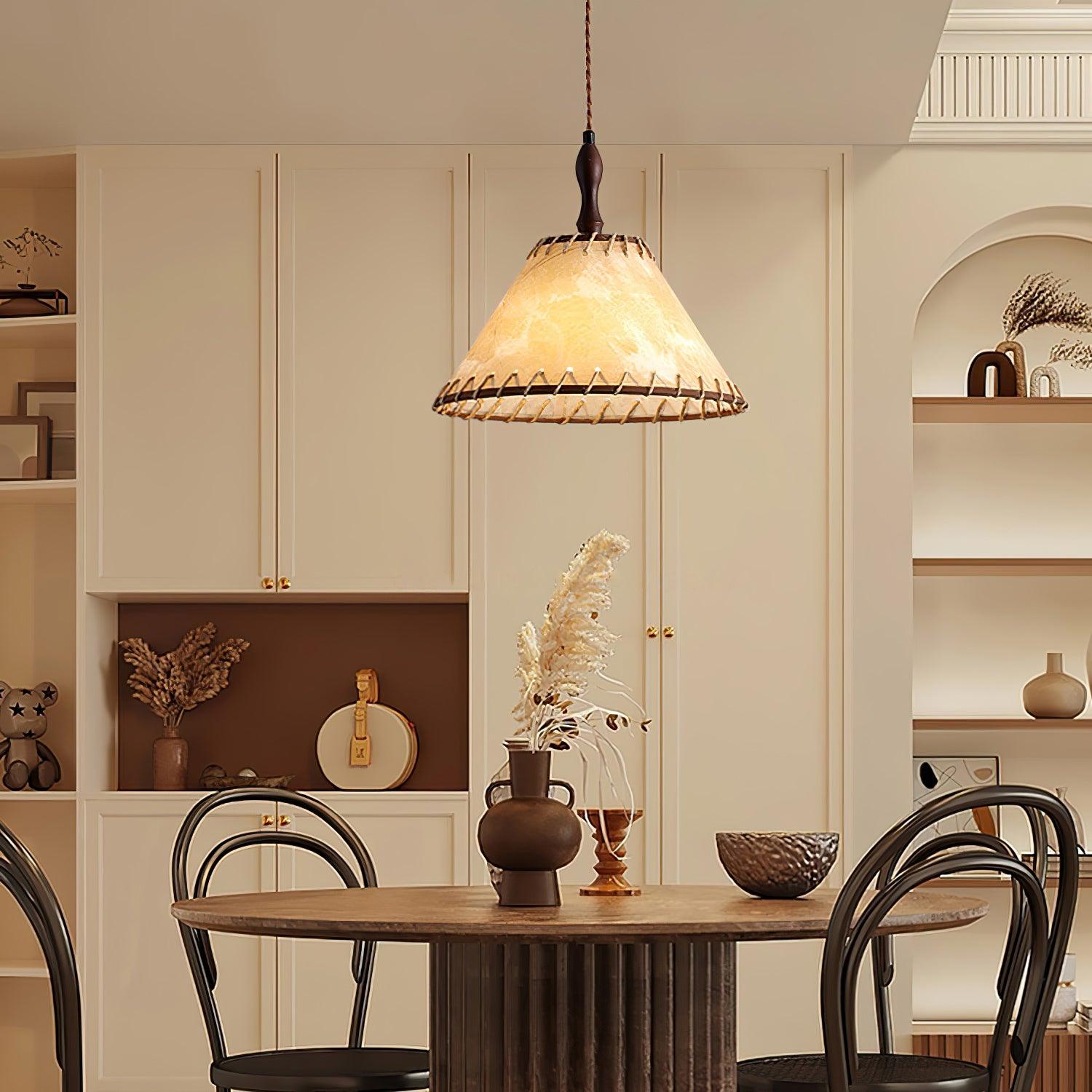 TerraWeave Wood and Fabric Pendant Light for Natural Elegance