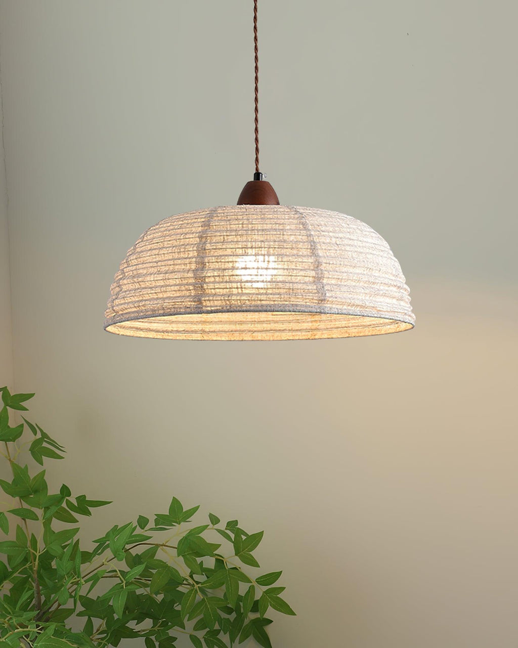 TerraWeave Wood and Fabric Pendant Light for Natural Elegance