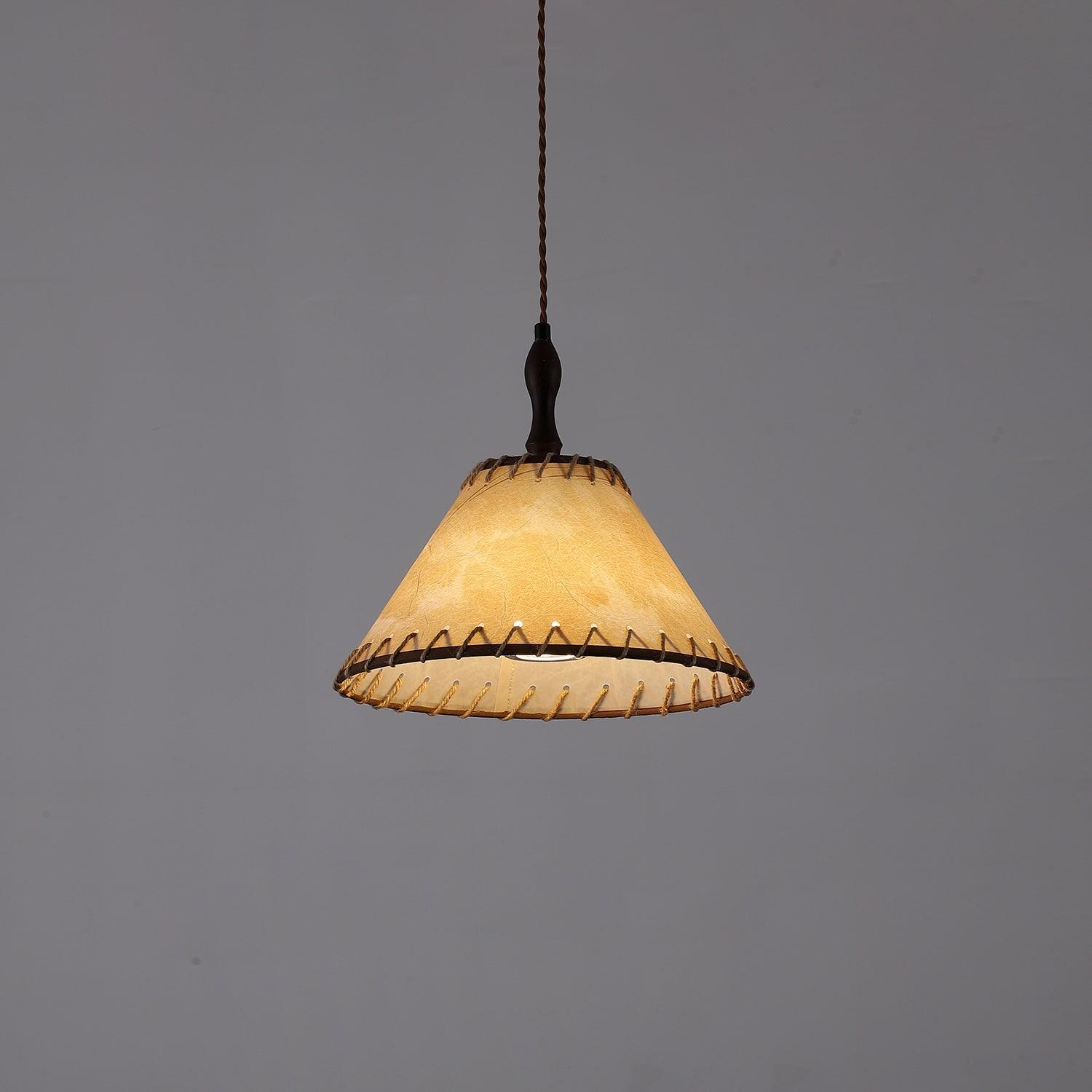 TerraWeave Wood and Fabric Pendant Light for Natural Elegance