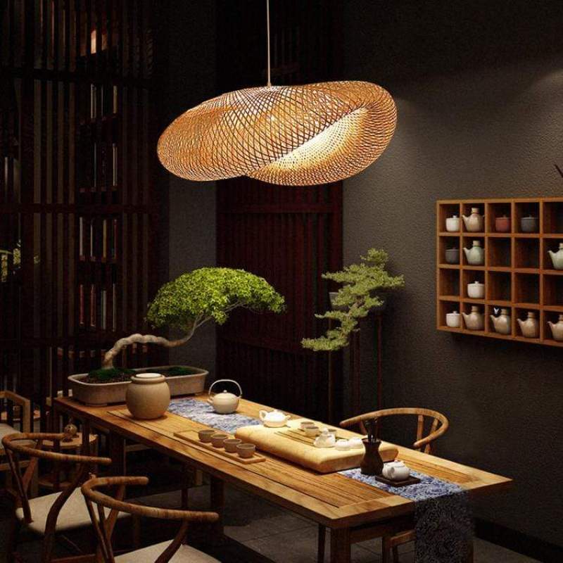 SylvaLume Bamboo LED Pendant Light With Warm Glow Handmade and Sustainable