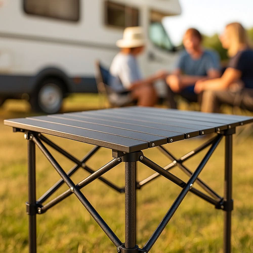 SummitFlex Foldable Camping Table — Reinforced X Frame, Heat Resistant Surface