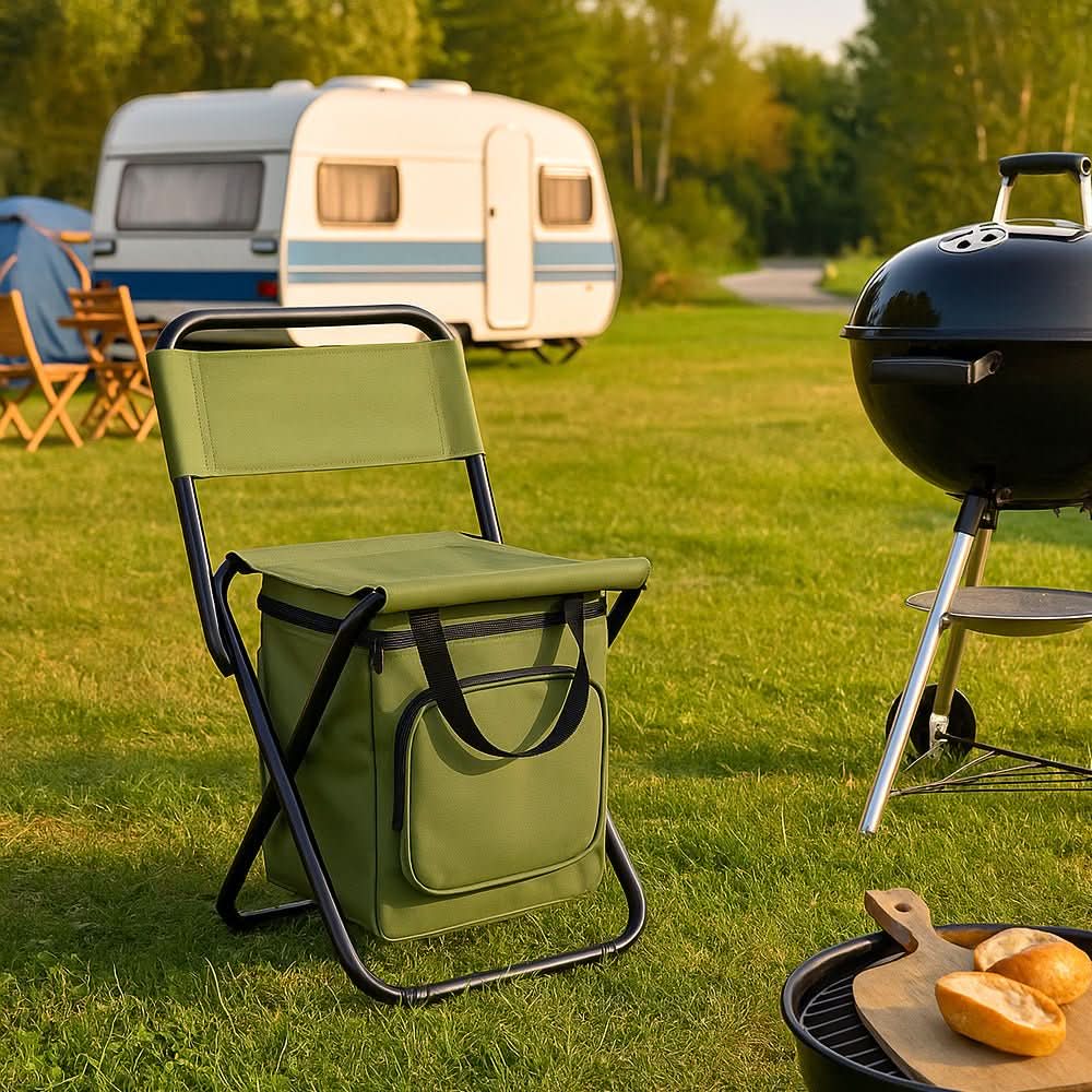 ChillCamp Portable Folding Chair — Backrest and Integrated Cool Bag