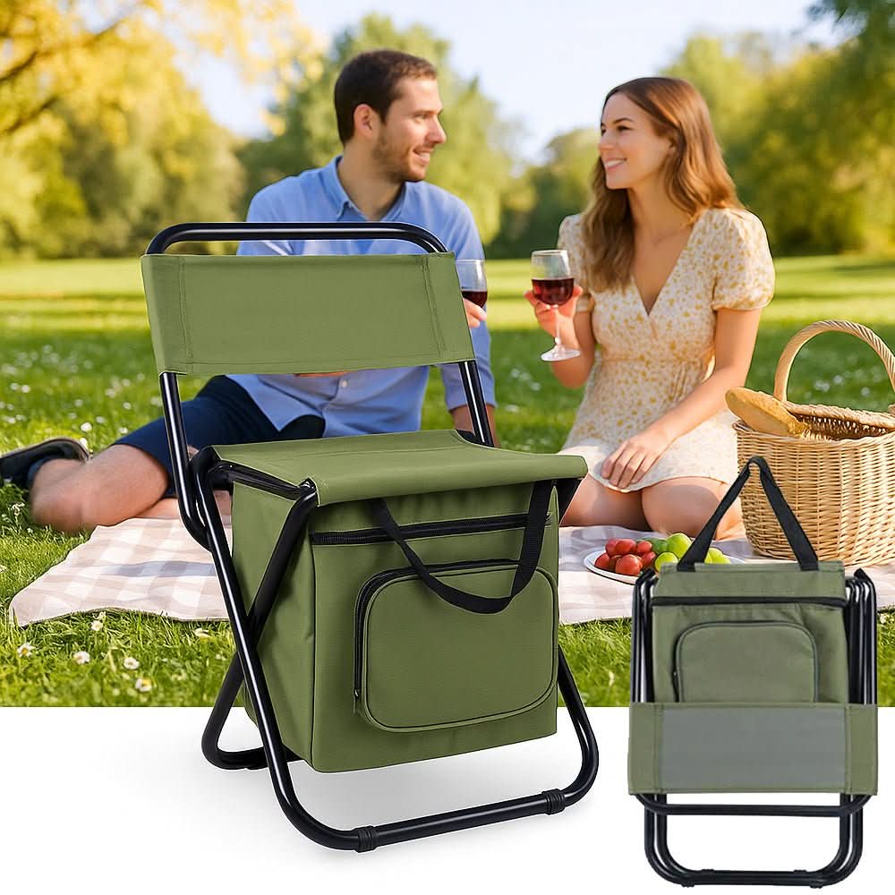 ChillCamp Portable Folding Chair — Backrest and Integrated Cool Bag