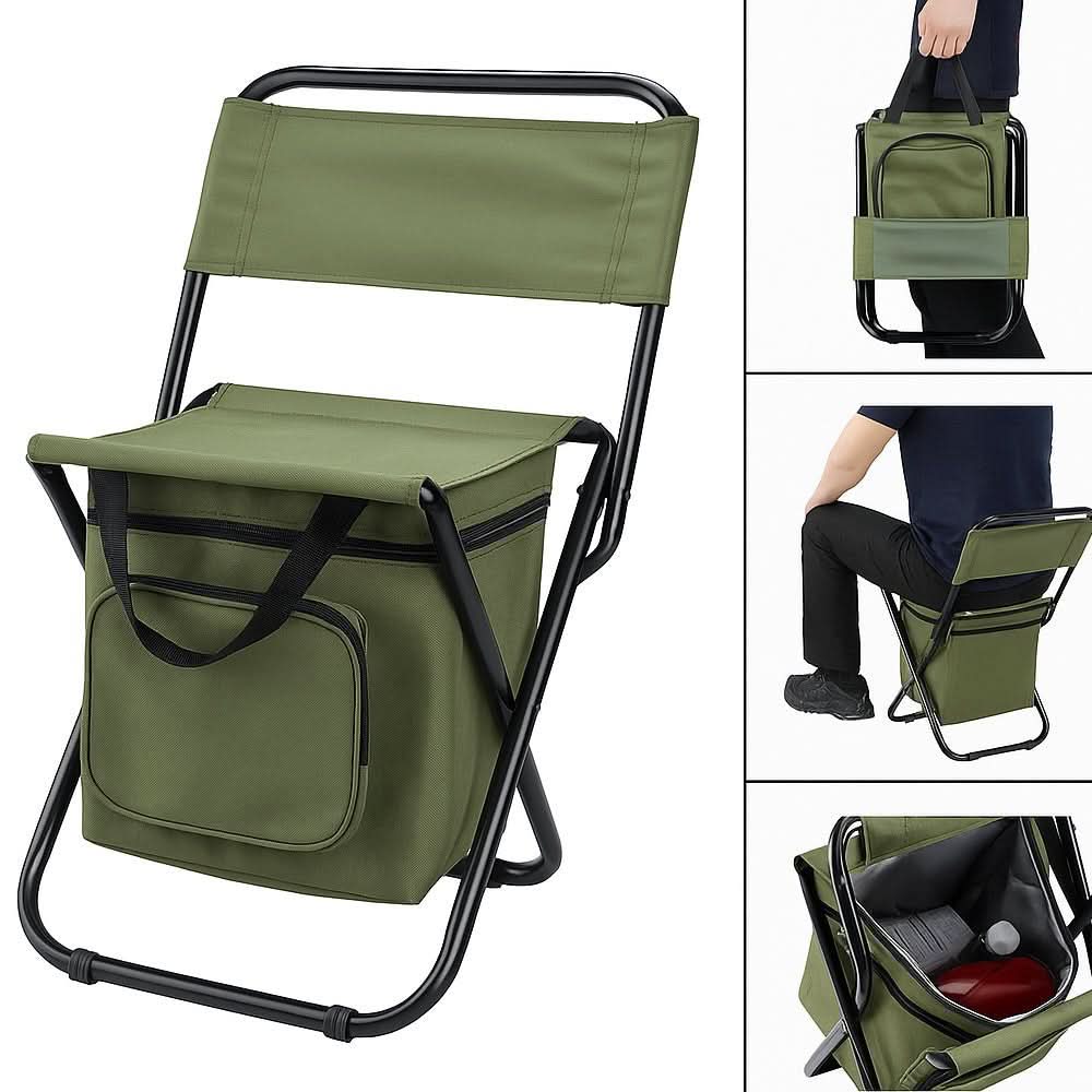 ChillCamp Portable Folding Chair — Backrest and Integrated Cool Bag