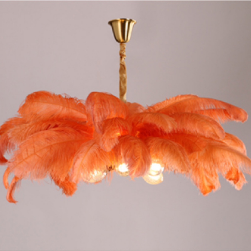 O'Moore Nordic Luxury Pendant Light, Brass/Feather | ventumra