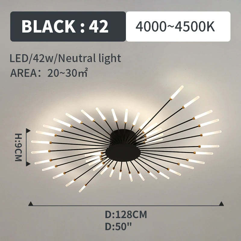 Wesley plafondslampe Fireworks, svart/gull | ventumra