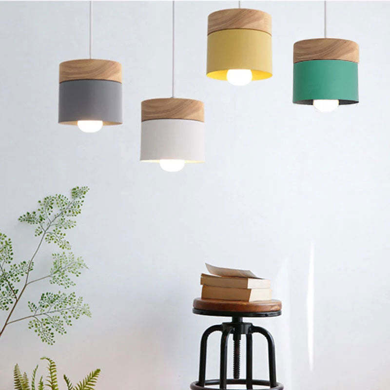 Valentina Modern Can Shape Metal/Wood Pendant Light | ventumra