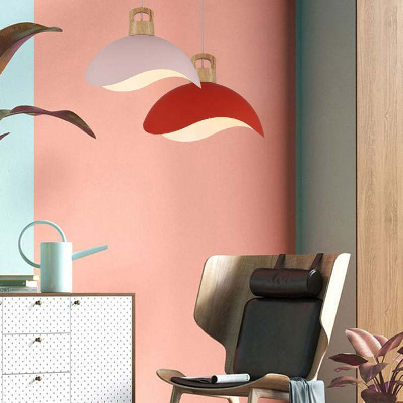 Valentina Colorful Shade Single Pendant Lights, Wood & Metal | ventumra