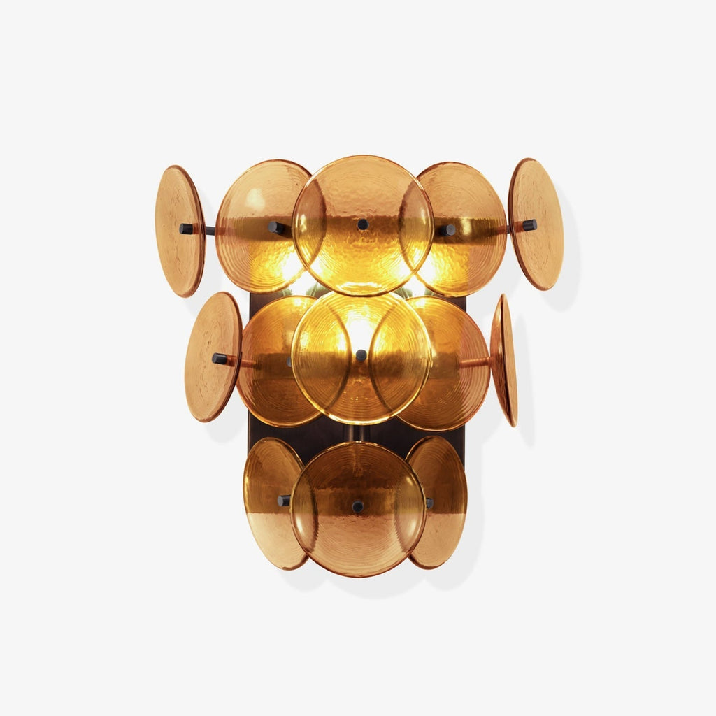 Aurora Wall Sconce Pressed Glass Disc Vintage Amber - Neutralighting