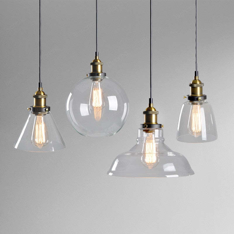 June Industrial Glass Pendant Light Clear/Amber/Smoke Grey | ventumra