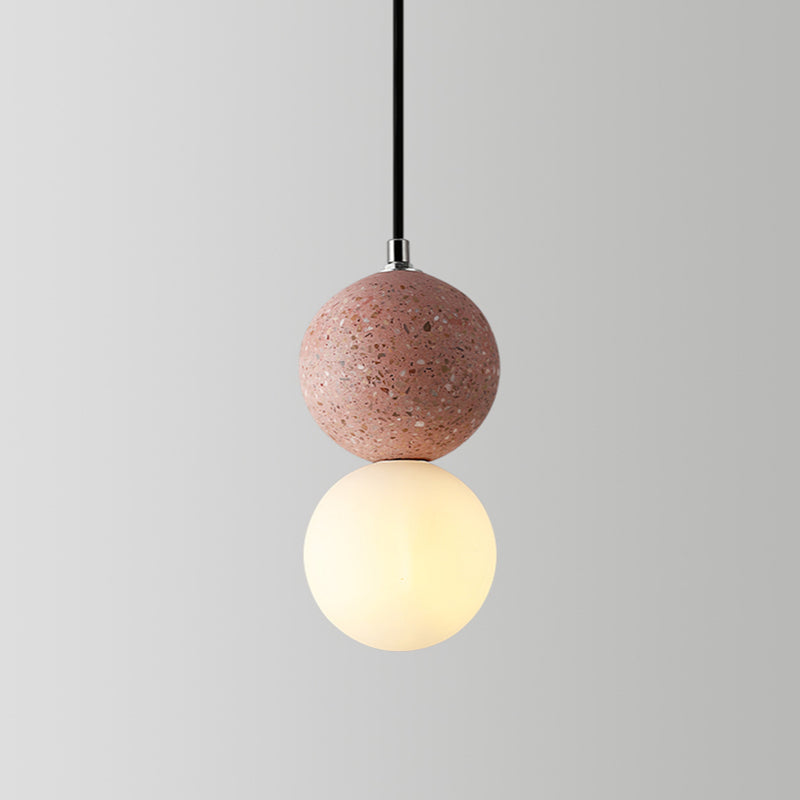 LuminaGlobe LED Globe Pendant Lights in Black and White Glass for Dining Table