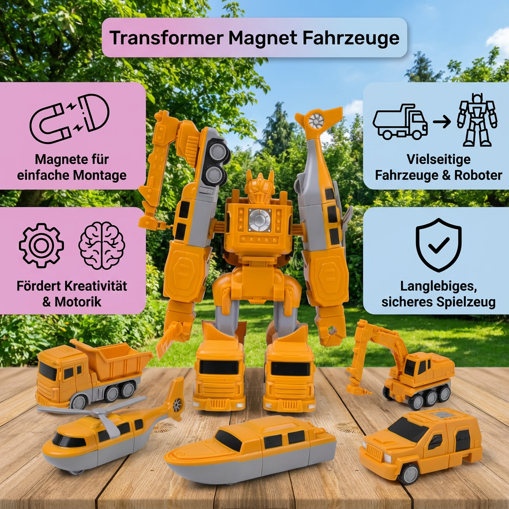 Vehículos magnéticos transformables - set creativo de juguetes robot
