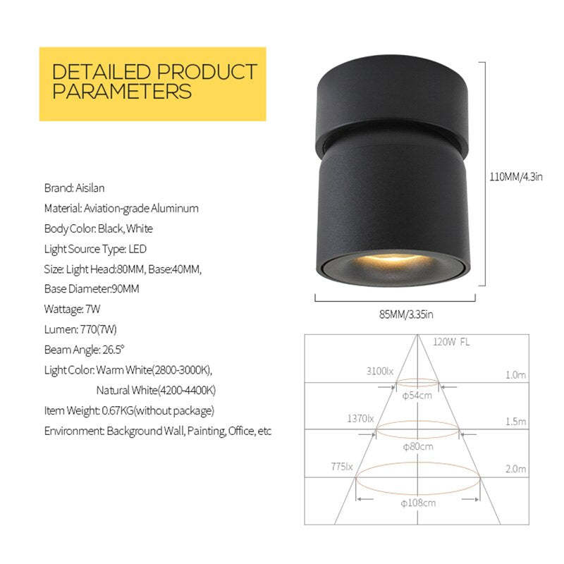 Kilo Spotlight Modern LED Flush Mount Ceiling Light, Black/White | ventumra