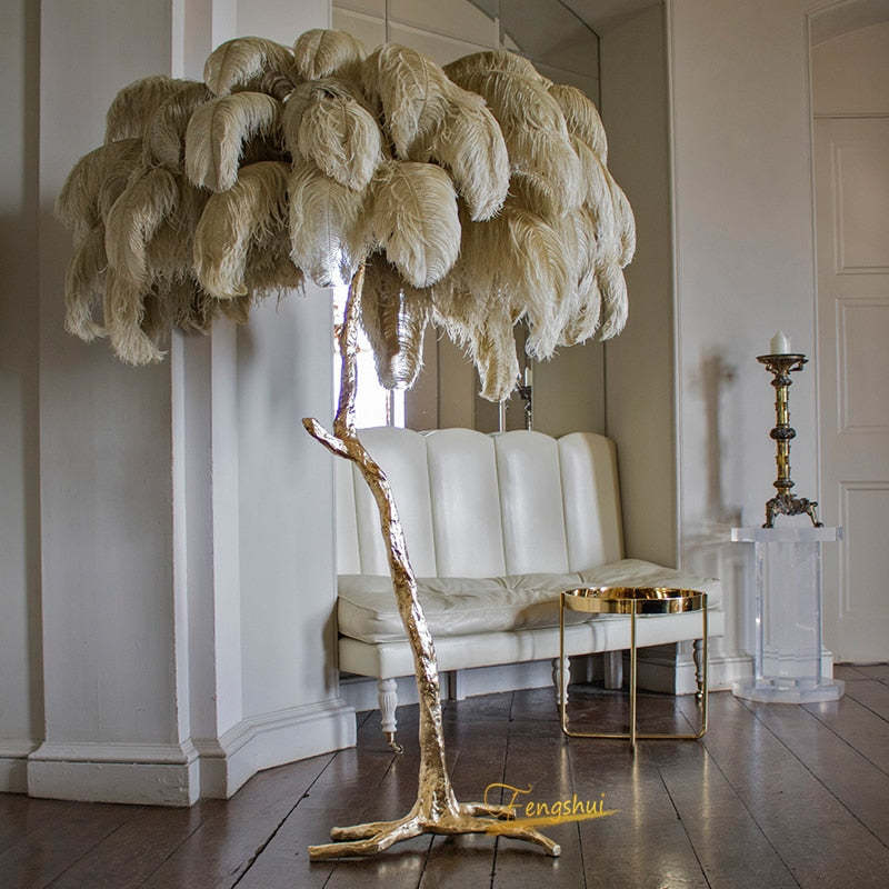 O'Moore Nordic Luxury Unique Ostrich Feather Floor Lamp/Table Lamp - Neutralighting