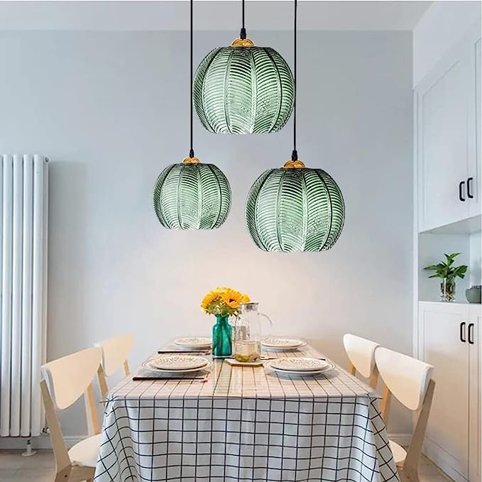 LunaLeaf Frosted Glass Pendant Light With Leaf Pattern