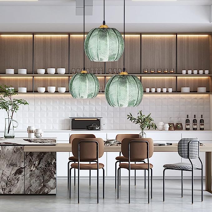 LunaLeaf Frosted Glass Pendant Light With Leaf Pattern
