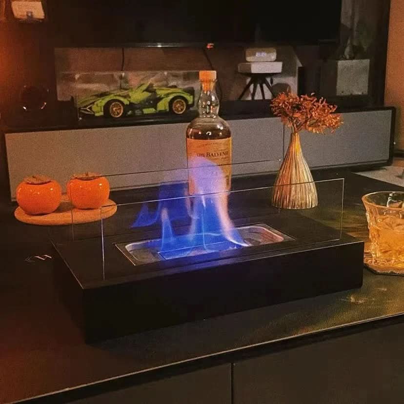 NovaFlame Portable Bioethanol Table Fireplace — Ventless Burner Design