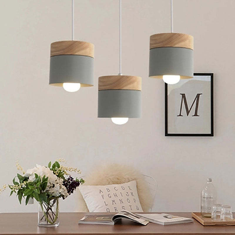 Valentina Modern Can Shape Metal/Wood Pendant Light | ventumra