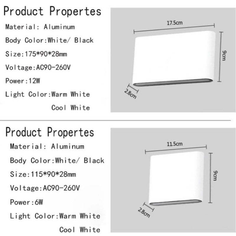Bastro Modern Rectagulart Waterproof Outdoor Wall Lamp, Black/White | ventumra