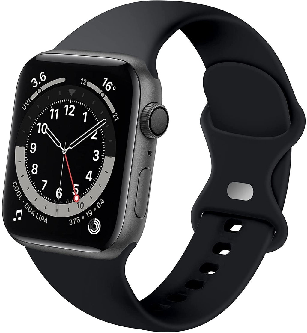 Zwart siliconen bandje voor Apple Watch met dubbele lus en drukknopsluiting | Ventumra