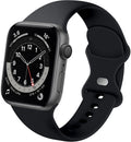 Zwart siliconen bandje voor Apple Watch met dubbele lus en drukknopsluiting | Ventumra