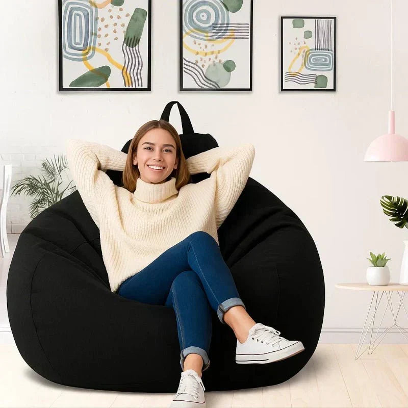 LinenLuxe Linen Bean Bag Set – Complete Fill Included, Soft Touch Cover