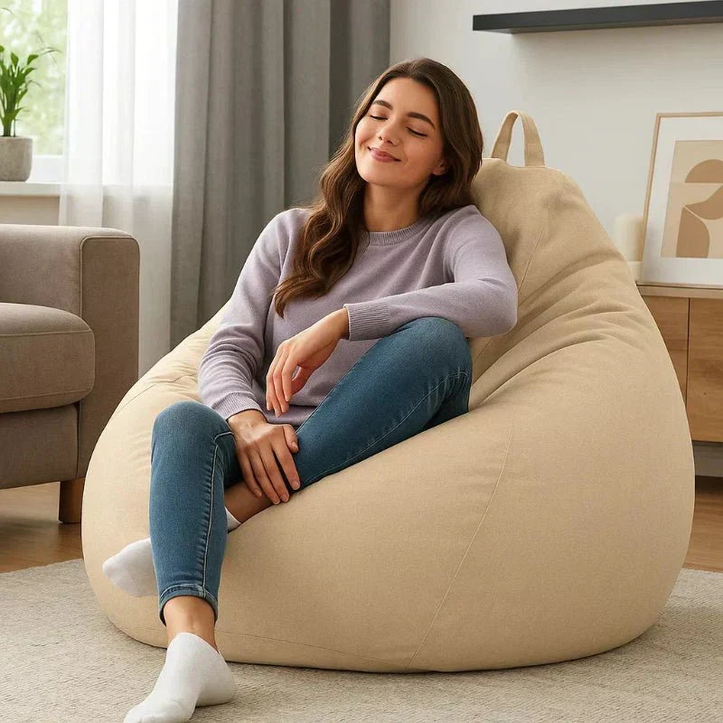 LinenLuxe Linen Bean Bag Set – Complete Fill Included, Soft Touch Cover