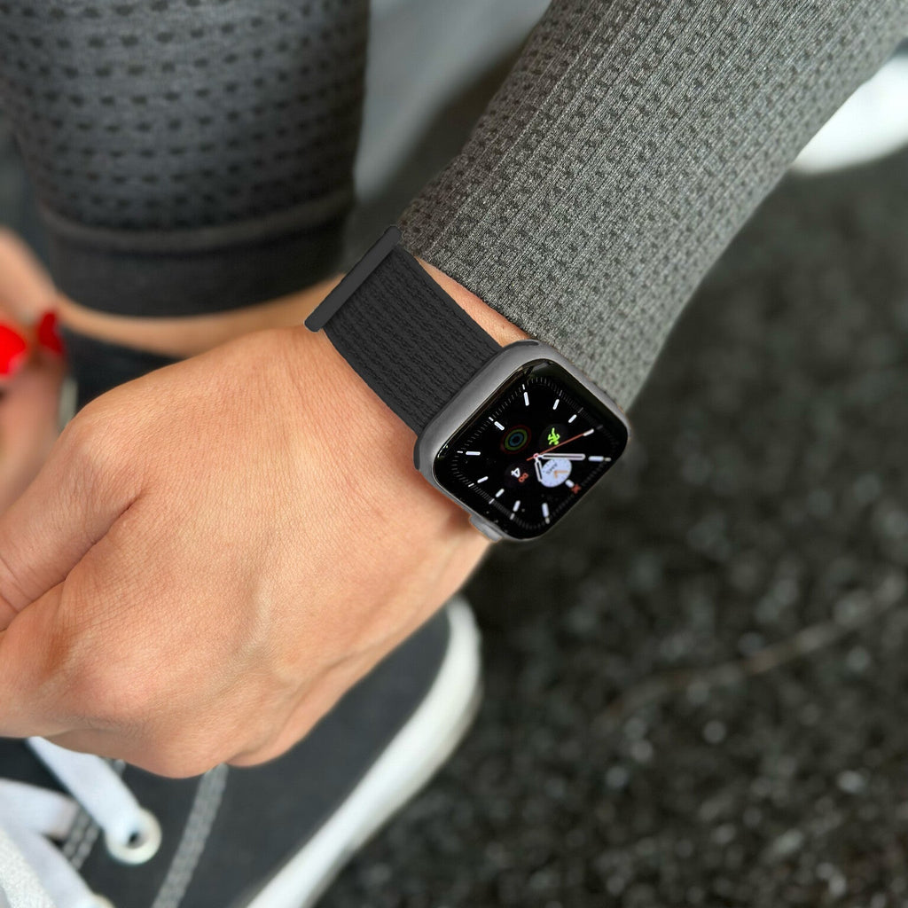 Nylonowy pasek do zegarka Apple Watch z zapięciem na rzep, czarna wersja | Ventumra