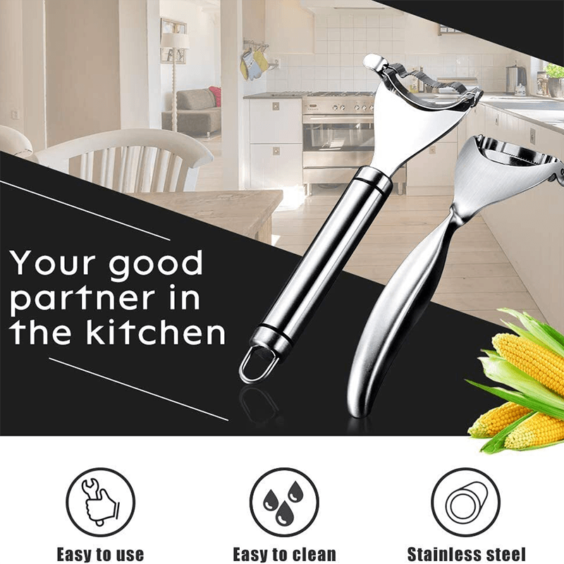 CornMaster Stainless Steel Corn Cob Peeler — Serrated Blade