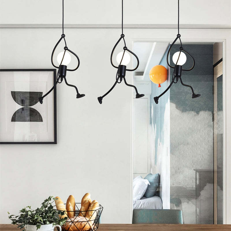 Miro Retro Modern Iron Man Pendant Light, Black | ventumra