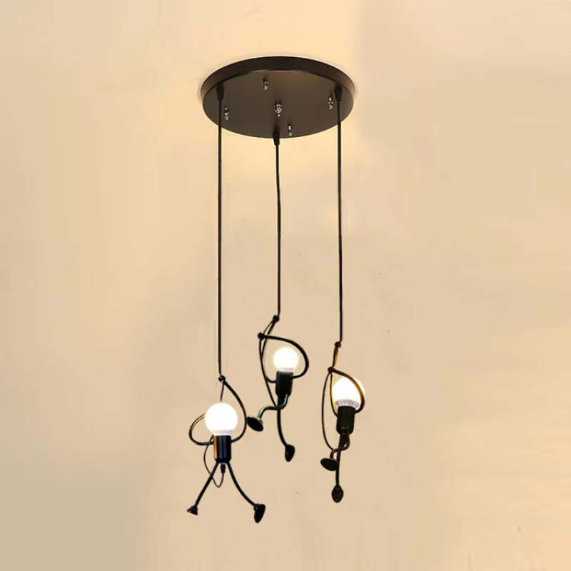 Miro Retro Modern Iron Man Pendant Light, Black | ventumra