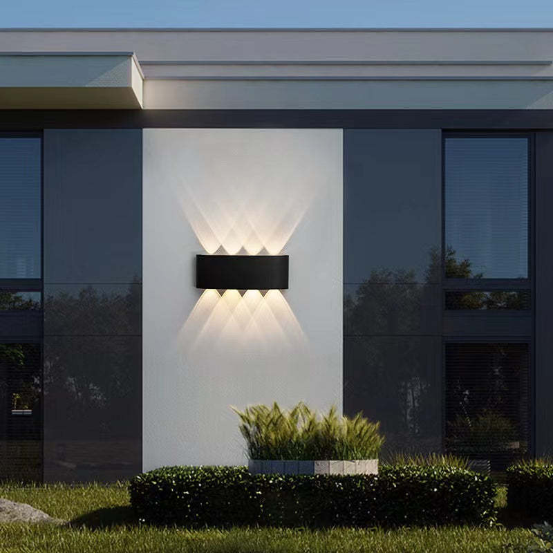 Tronix Modern Rectangular Metal Outdoor Wall Lamp, Black/White, Water-wave | ventumra