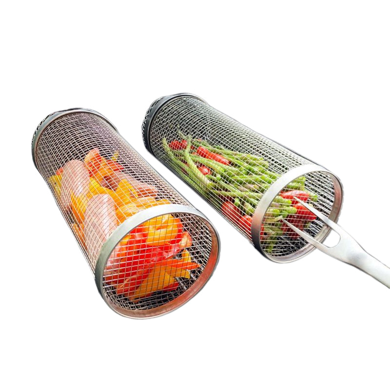 Stainless Steel Grill Basket — 360° Even-Heating BBQ Tool