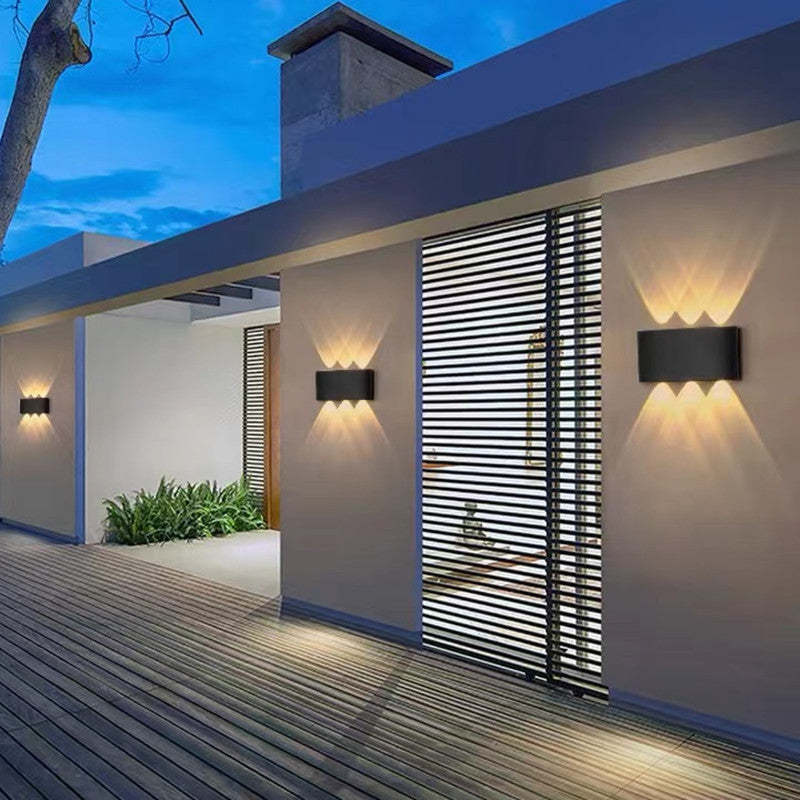 Tronix Modern Rectangular Metal Outdoor Wall Lamp, Black/White, Water-wave | ventumra