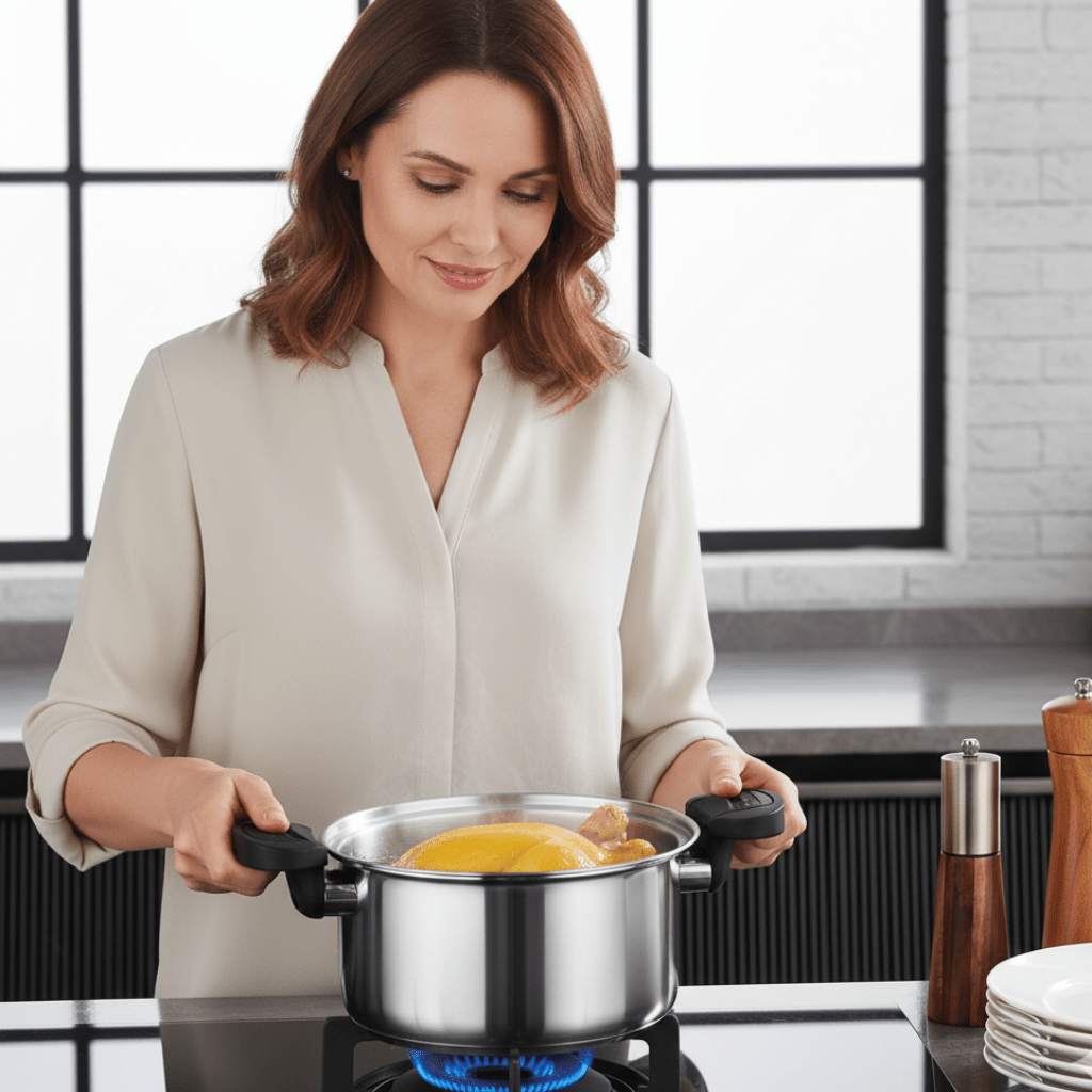 StellarCook Compact Pressure Cooker — Heavy-Gauge Stainless Steel Construction