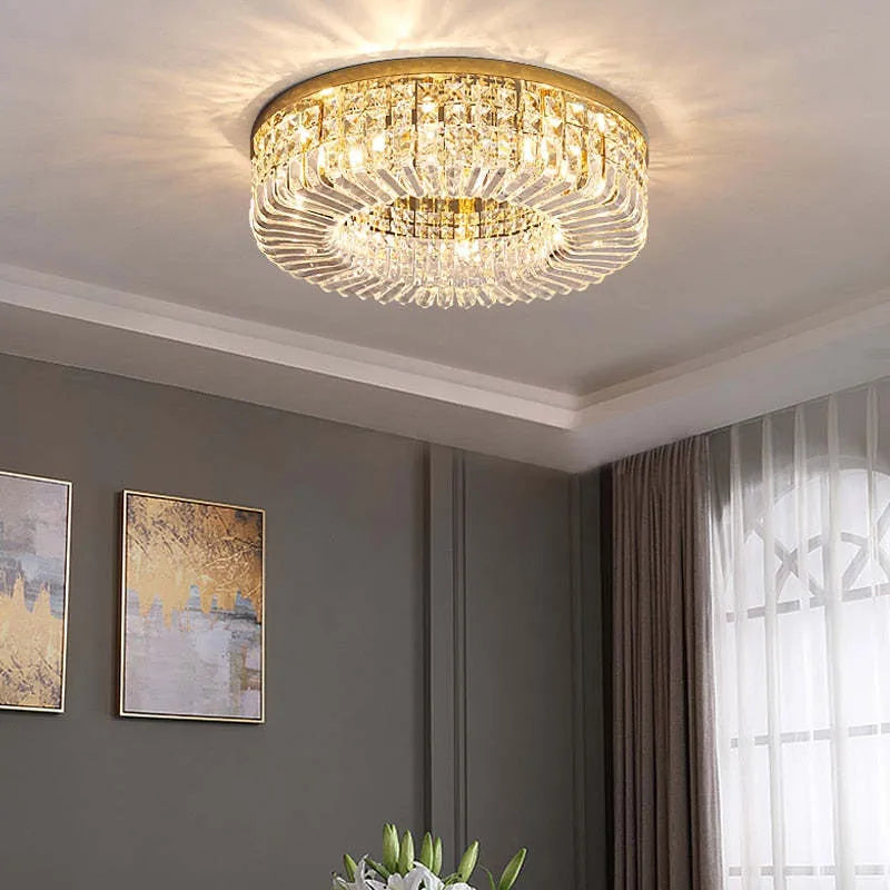 Kristy Luxury Flush Mount Metal/Crystal Ceiling Light | ventumra