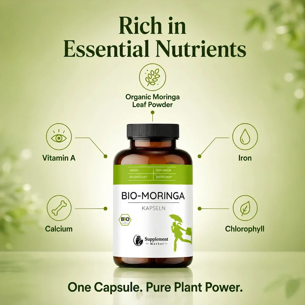 Gélules de moringa biologique : énergie naturelle et nutrition complète pour tout le corps
