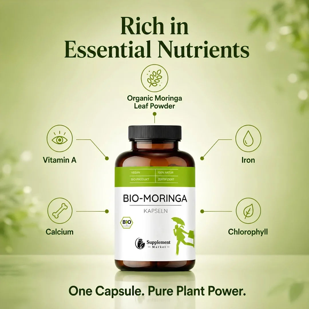 Gélules de moringa biologique : énergie naturelle et nutrition complète pour tout le corps