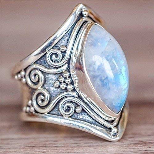 Sterling Silver Bohemian Moonstone Ring for Women | ventumra