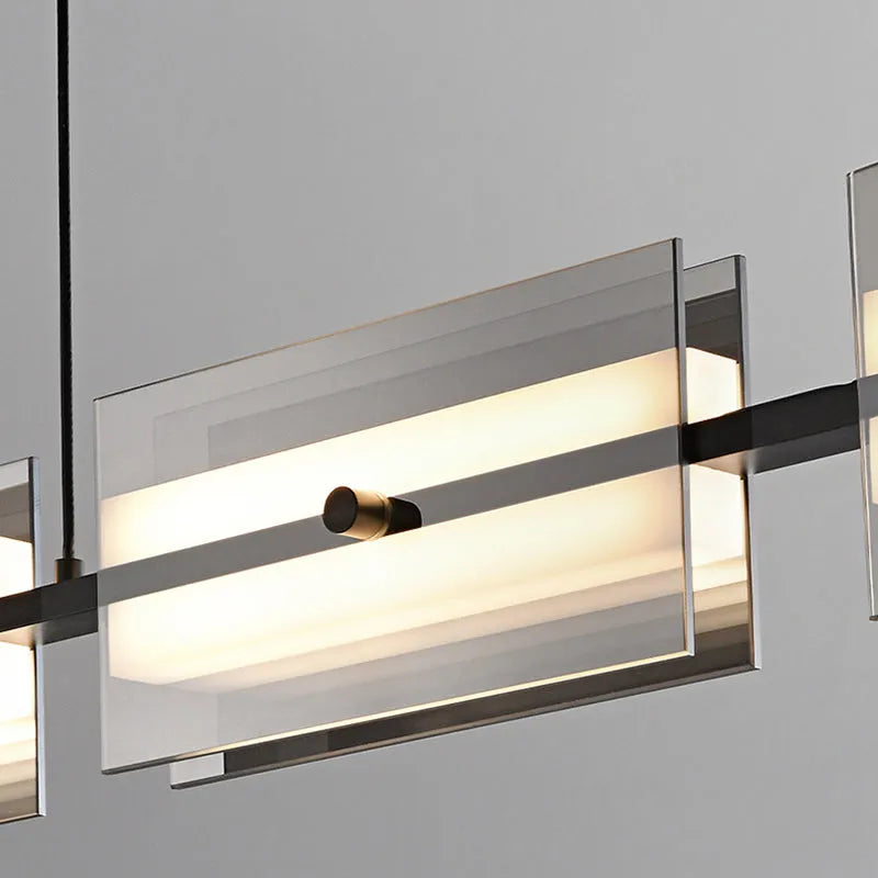 Arisha Modern Nordic Linear Copper/Glass Pendant Light, Brass/Black | ventumra