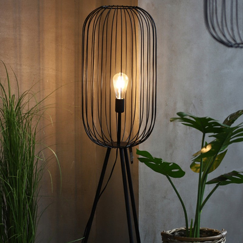 Aurora Cage Floor Lamp with Striped Design for Modern Interiors